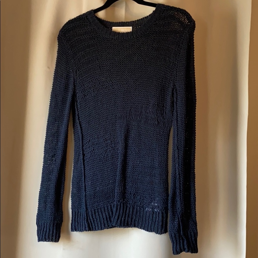 Michael Kors linen crochet sweater in navy, size M